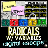 Simplifying Radicals with Variables Digital Math Escape Room