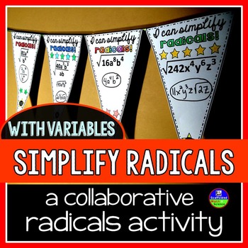 Preview of Simplifying Radicals with Variables Math Pennant Activity