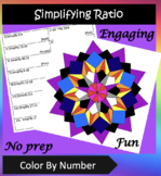 Simplifying Ratio Color By Number Activity - NO PREP WORKSHEET