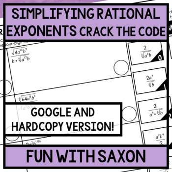 Preview of Simplifying Rational Exponents Crack the Code (Digital Version Included!)