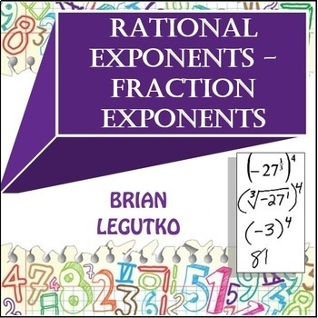 Preview of Simplifying Rational Exponents - Fraction Exponents (Notes & WS w/ Answer Key)