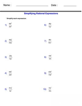Simplifying Rational Expressions - Algebra 2 - Rational Expressions ...