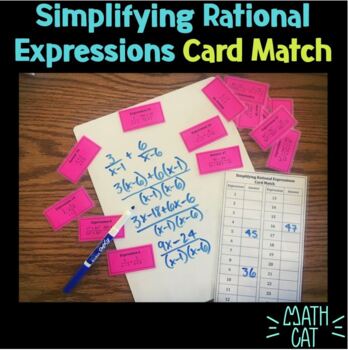 Preview of Simplifying Rational Expressions Card Match