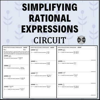 Preview of Simplifying Rational Expressions - Circuit (12 problems)