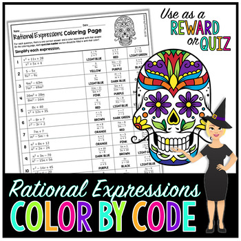 Preview of Simplifying Rational Expressions Color By Number | Math Color By Number