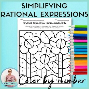Preview of Simplifying Rational Expressions Color by Number Activity for Algebra 2