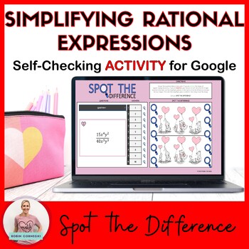 Preview of Simplifying Rational Expressions Digital|Printable Valentine's Activity Algebra