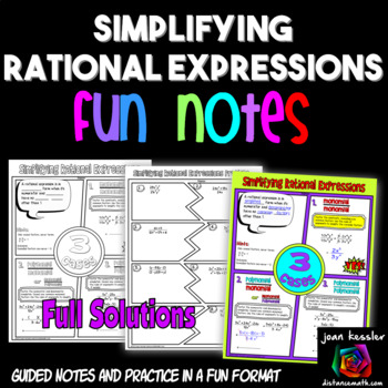 Preview of Simplify Rational Expressions FUN Notes Doodle Pages