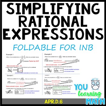 Preview of Simplifying Rational Expressions: Foldable for INB + SMART Notebook File