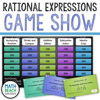 Preview of Simplifying Rational Expressions Game Show Activity