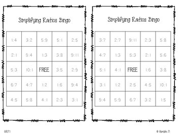 Simplifying Ratios Bingo- 6.RP.1 by Humble Pi | Teachers Pay Teachers