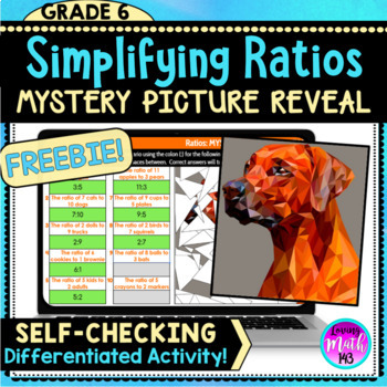 Preview of Simplifying Ratios Digital Mystery Picture Art Reveal - FREEBIE!