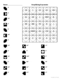 Simplifying Simple Exponents Coloring Worksheet