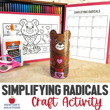 Preview of Simplifying Square Root Radicals Valentine's Day Coloring Craft