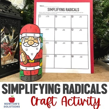 Preview of Simplifying Square Roots Color by Number Christmas Craft