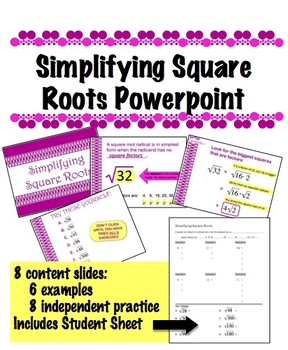 Preview of Simplifying Square Roots Powerpoint