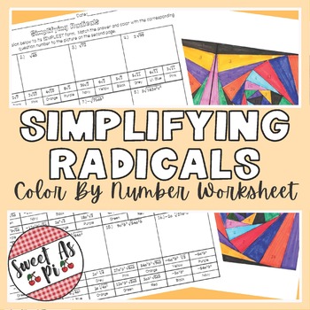 Preview of Simplifying Square Roots and Other Radicals - Color By Number Worksheet