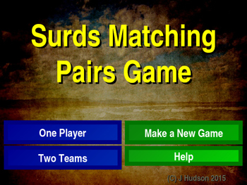 Preview of Simplifying Surds Interactive Matching Pairs Game