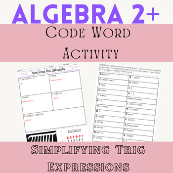 Preview of Simplifying Trig Expressions Code Word Activity (Simplifying using Identities)