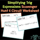 Simplifying Trigonometric Expressions Scavenger Hunt & Cir