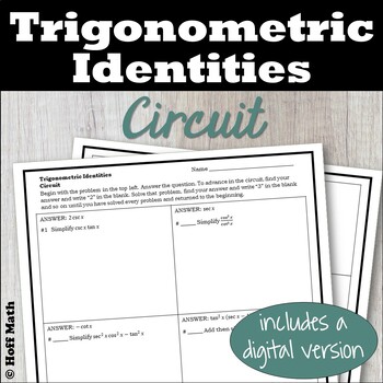Preview of Simplifying Trig Identities CIRCUIT with worked solutions | DIGITAL and PRINT