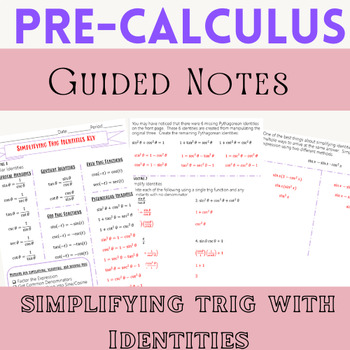 Preview of Simplifying Trig Expressions using Identities Guided Notes