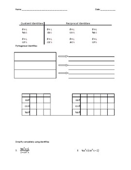 Preview of Simplifying Trig Identities and Solving Equations Review