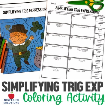 Preview of Simplifying Trigonometric Expressions Color by Number St. Patrick's Day Activity