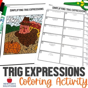 Preview of Simplifying Trigonometric Expressions Color by Number Thanksgiving Activity