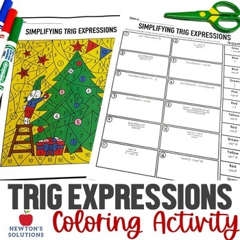 Preview of Simplifying Trigonometric Expressions Color by Number Christmas Activity