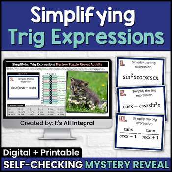 Preview of Simplifying Trigonometric Expressions Self Checking Activity | Digital and Print