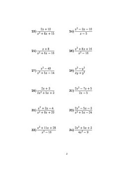 Simplifying algebraic fractions 2 by Math W | Teachers Pay Teachers