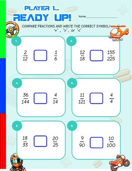 Preview of Simplifying and Comparing Fractions | 3rd-5th Grade Worksheets | READY UP SERIES