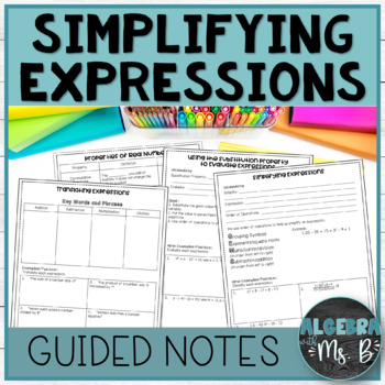 Preview of Simplifying and Evaluating Expressions Notes