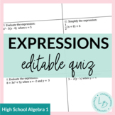 Simplifying and Evaluating Expressions Quiz
