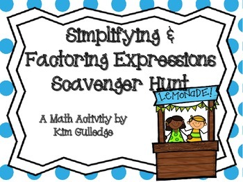 Preview of Simplifying and Factoring Equations Scavenger Hunt