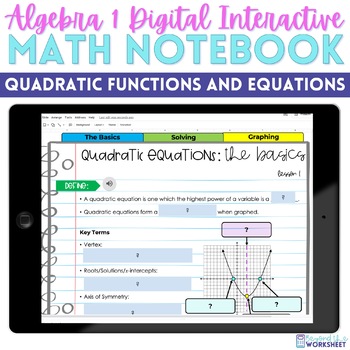 Preview of Quadratic Functions and Equations Digital Interactive Notebook for Algebra 1