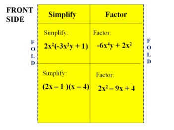 Preview of Simplifying and Factoring Polynomials Foldable