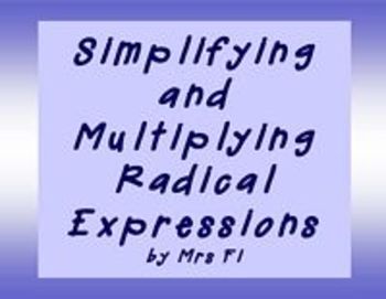 Preview of Radical Expressions - Simplifying and Multiplying Math Centers