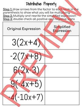 Preview of Simplifying expressions quick check/ exit tickets google completely editable