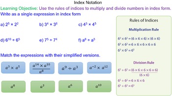 Preview of Simplifying numbers written in index form