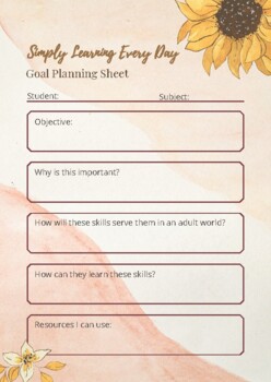 Preview of Simply Learning Every Day Goal Planning Sheets