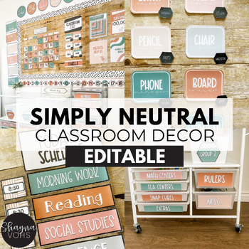 Preview of Simply Neutral Classroom Decor Bundle - Neutral Classroom Theme