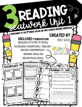Preview of Simply Sprout: SAVVAS MyView 3rd Grade Reading Seatwork UNIT 1