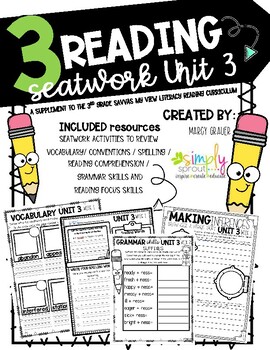 Preview of Simply Sprout: SAVVAS MyView 3rd Grade Reading Seatwork UNIT 3 weeks 1 - 5