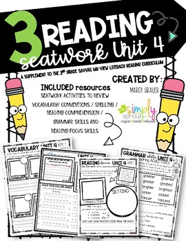 Preview of Simply Sprout: SAVVAS MyView 3rd Grade Reading Seatwork UNIT 4 weeks 1 - 5