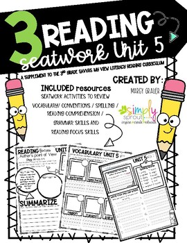 Preview of Simply Sprout: SAVVAS MyView 3rd Grade Reading Seatwork UNIT 5
