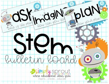 Preview of Simply Sprout STEM bulletin board kit and stemprint planning sheet