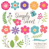 Simply Sweet Vector Flowers & Stems Clipart in Crayon Box
