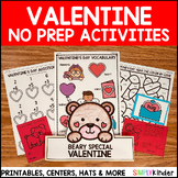 Valentines Day NO PREP Activities Packet Kindergarten, Cra